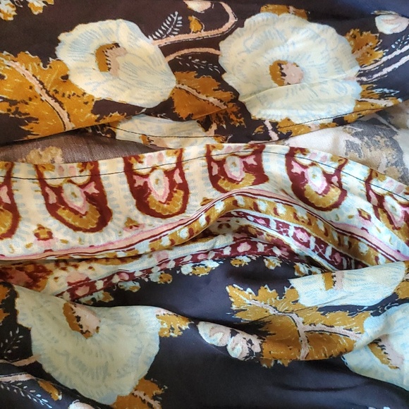 Free People Silk Road Boho Side Slit Skirt Size 10 Satin - Picture 4 of 11